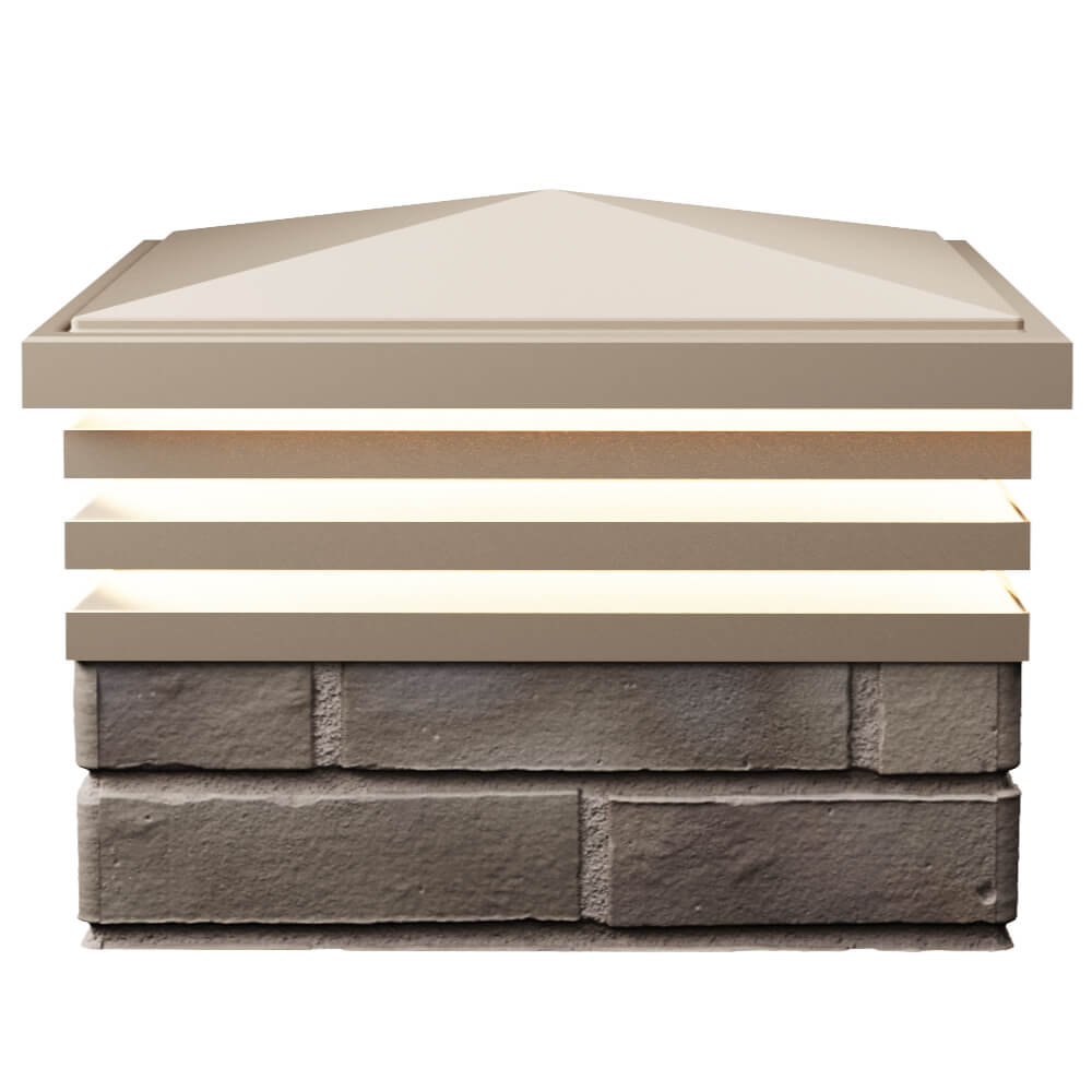 Колпак Zking Бона ХайТек Бежевый на столб 1.5х1.5 кирпича (385х385мм) с подсветкой в Абакане фото