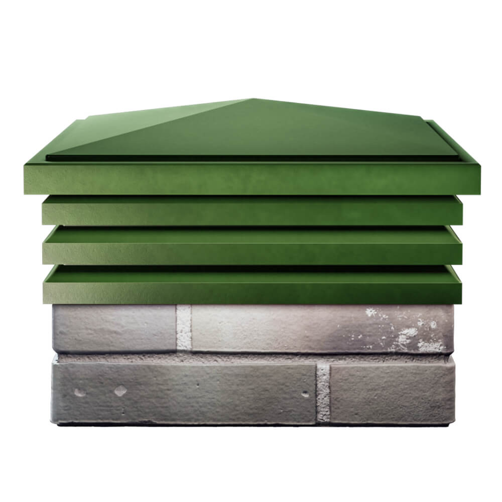 Колпак Zking Бона ХайТек Зеленый на столб 1.5х1.5 кирпича (385х385мм) Абакан фото