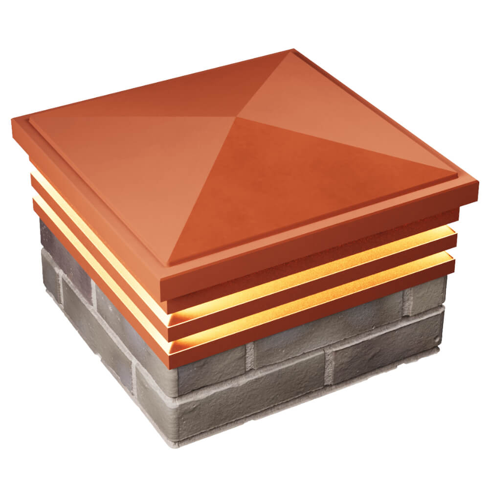 Колпак Zking Бона ХайТек Красный на столб 1.5х1.5 кирпича (385х385мм) с подсветкой в Абакане фото