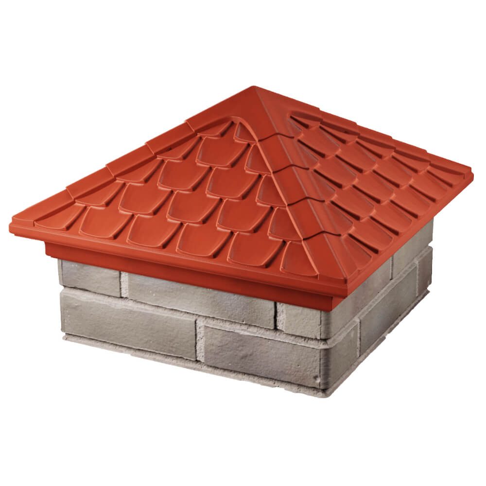 Колпак Zking Эльбрус Красный на столб 1.5х1.5 кирпича (385х385мм) в Абакане фото