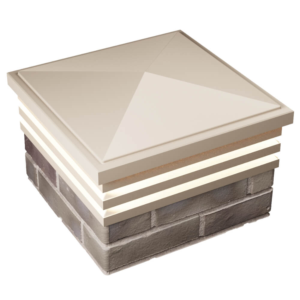 Колпак Zking Бона ХайТек Бежевый на столб 1.5х1.5 кирпича (385х385мм) с подсветкой в Абакане фото