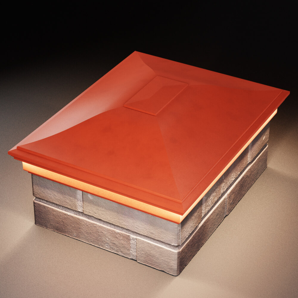 Колпак Zking Монблан Красный на столб 2х1.5 кирпича (515х385мм) c подсветкой в Абакане фото