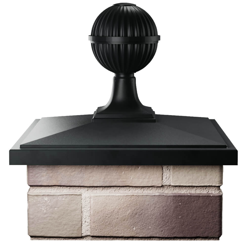 Колпак Zking БонаМоно Черный с шаром на столб 1.5х1.5 кирпича (385х385, 400х400мм) в сборе Абакан фото