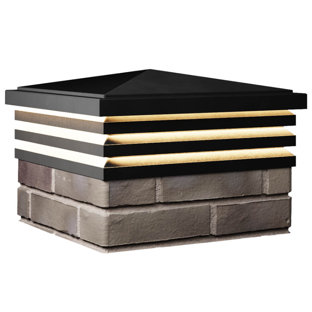 Колпак Zking Бона ХайТек Черный на столб 1.5х1.5 кирпича (385х385мм) с подсветкой в Абакане фото