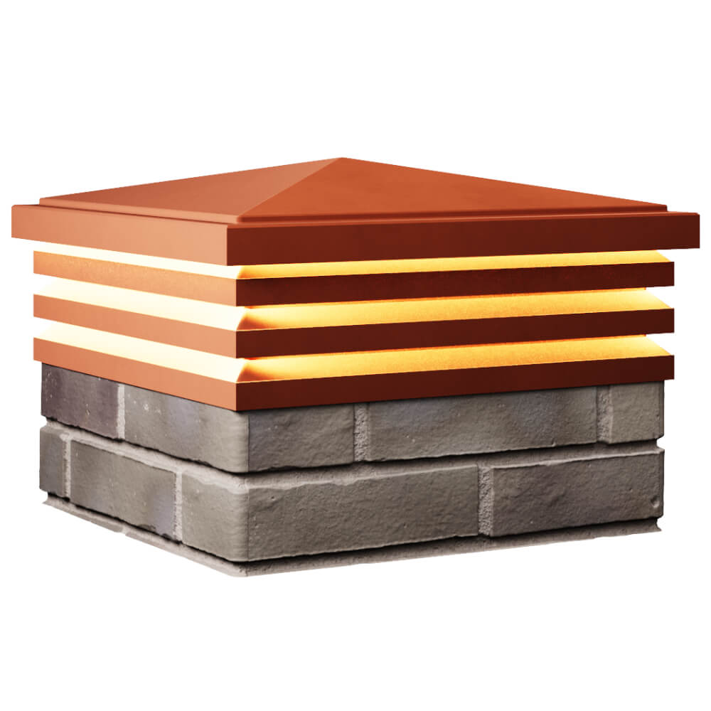 Колпак Zking Бона ХайТек Красный на столб 1.5х1.5 кирпича (385х385мм) с подсветкой в Абакане фото