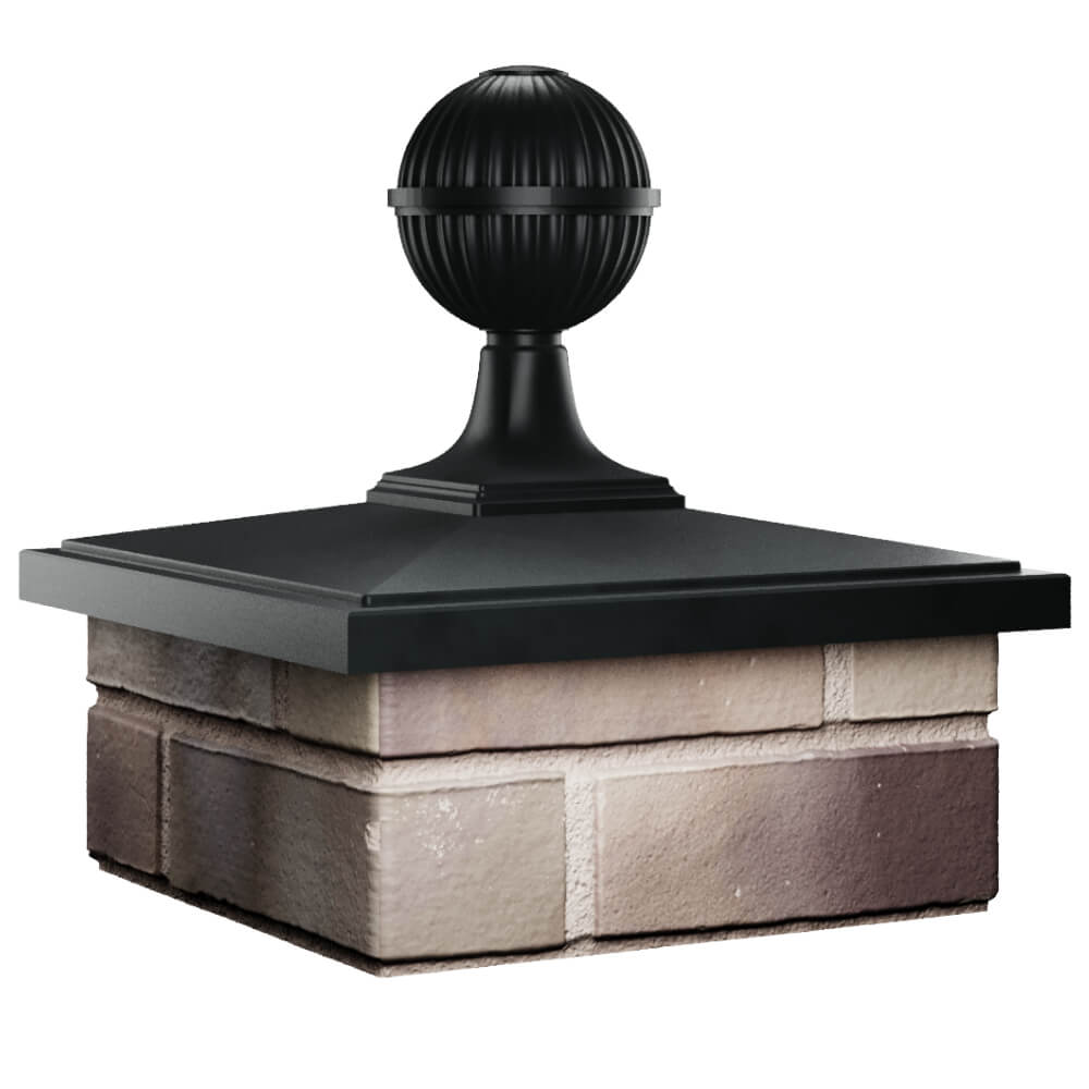 Колпак Zking БонаМоно Черный с шаром на столб 1.5х1.5 кирпича (385х385, 400х400мм) в сборе в Абакане фото