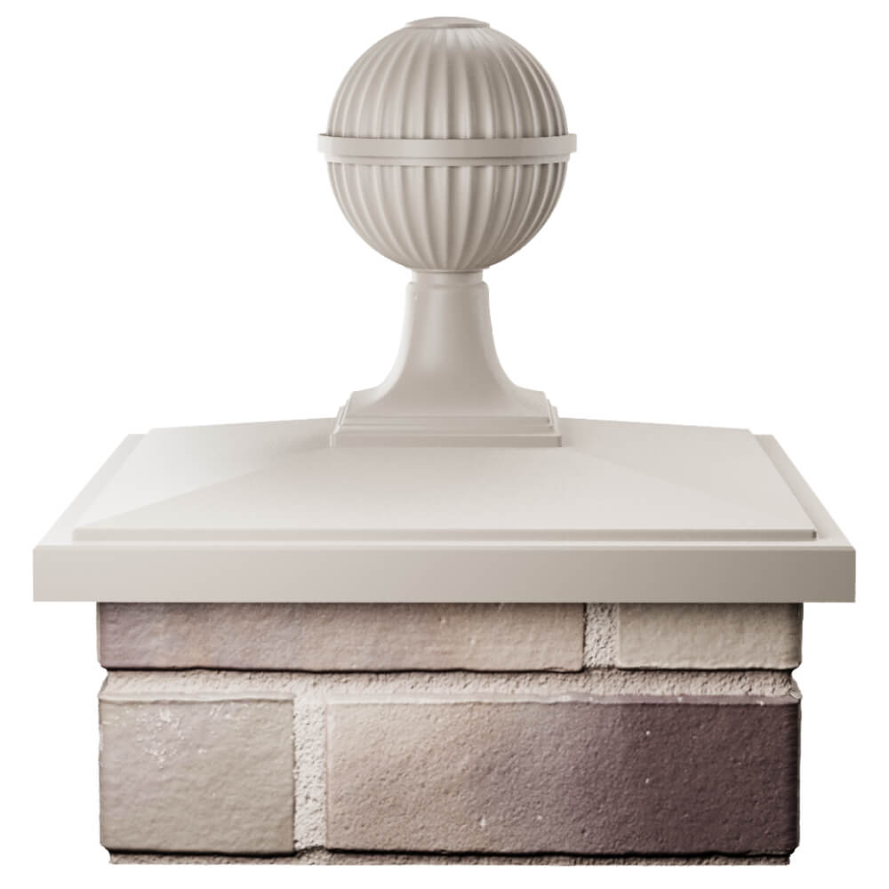 Колпак Zking БонаМоно Бежевый с шаром на столб 1.5х1.5 кирпича (385х385, 400х400мм) в сборе Абакан фото