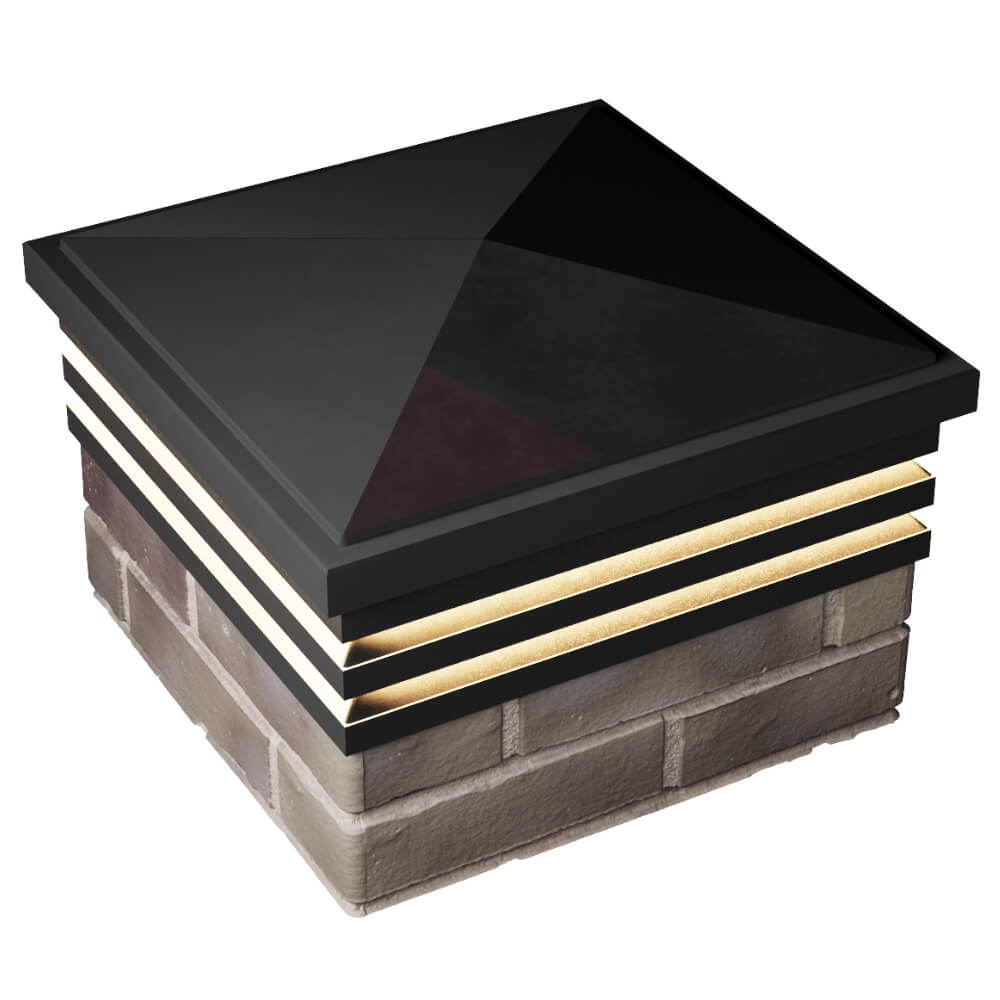 Колпак Zking Бона ХайТек Черный на столб 1.5х1.5 кирпича (385х385мм) с подсветкой в Абакане фото