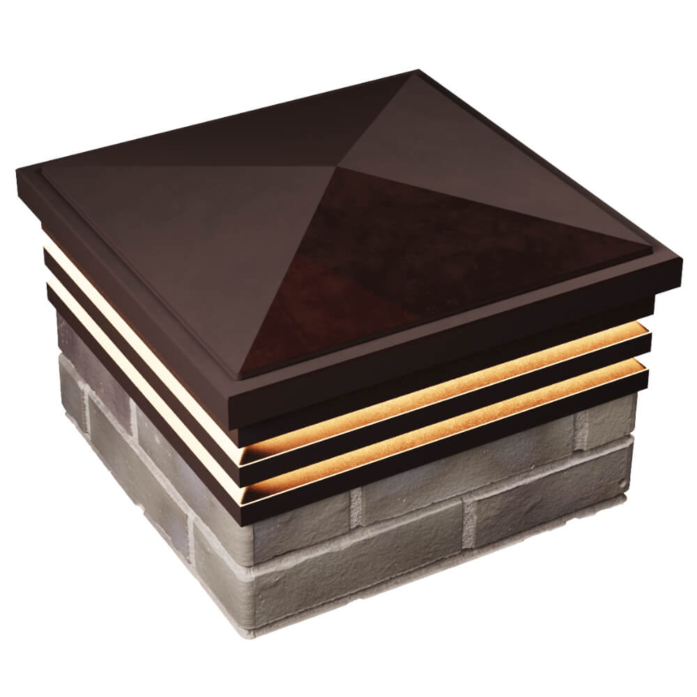 Колпак Zking Бона ХайТек Коричневый на столб 1.5х1.5 кирпича (385х385мм) с подсветкой в Абакане фото