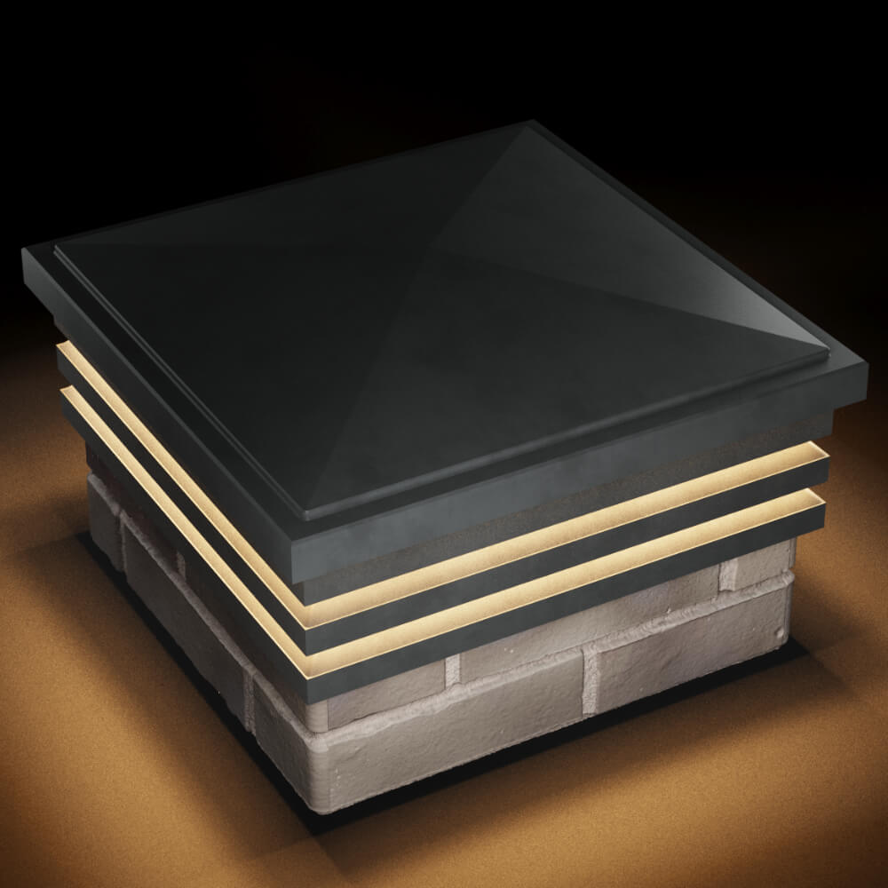 Колпак Zking Бона ХайТек Серый на столб 1.5х1.5 кирпича (385х385мм) с подсветкой в Абакане фото