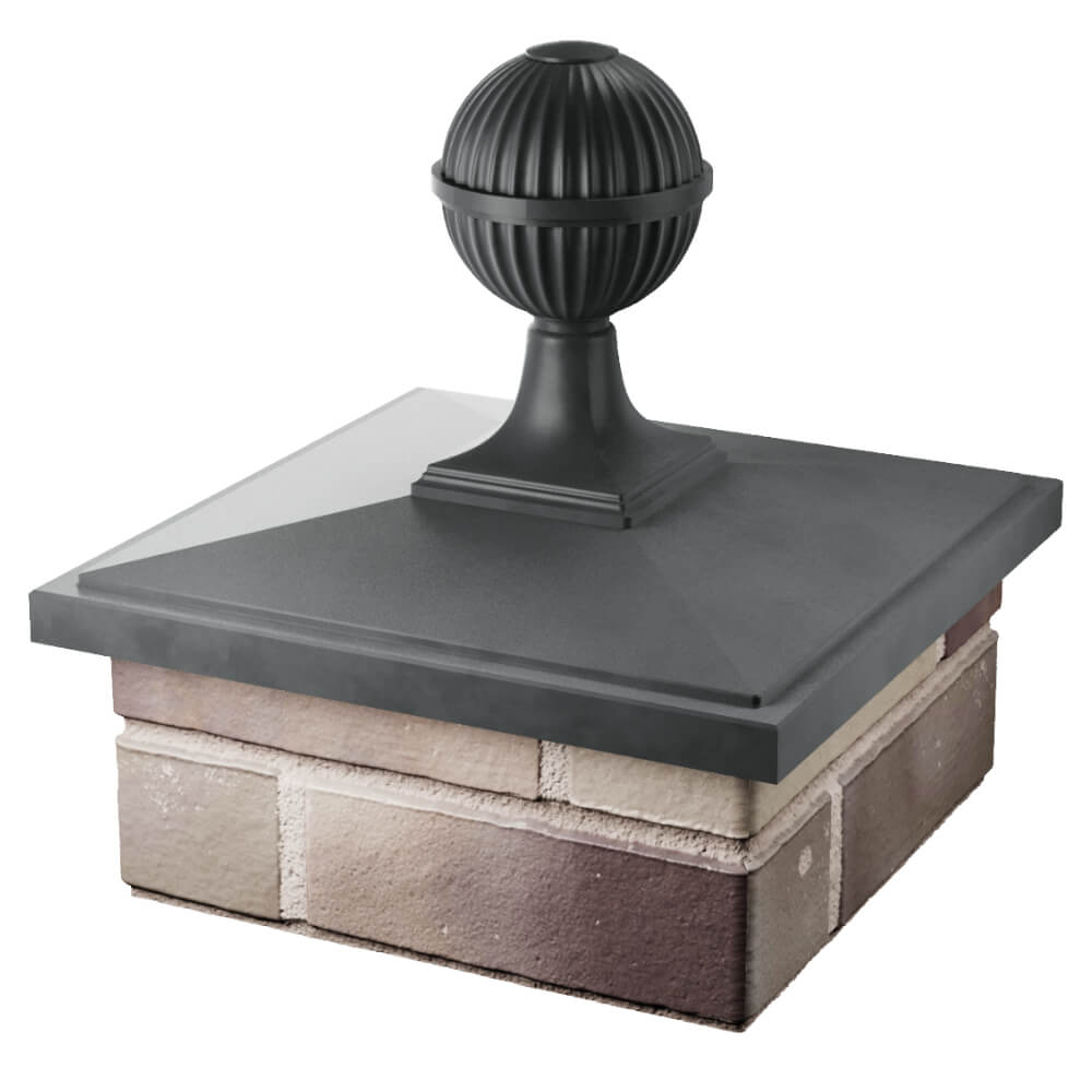 Колпак Zking БонаМоно Серый с шаром на столб 1.5х1.5 кирпича (385х385, 400х400мм) в сборе в Абакане фото