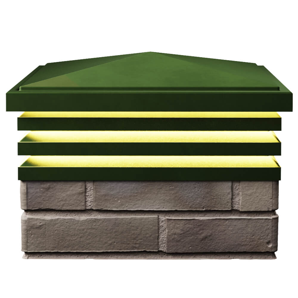 Колпак Zking Бона ХайТек Зеленый на столб 1.5х1.5 кирпича (385х385мм) с подсветкой в Абакане фото