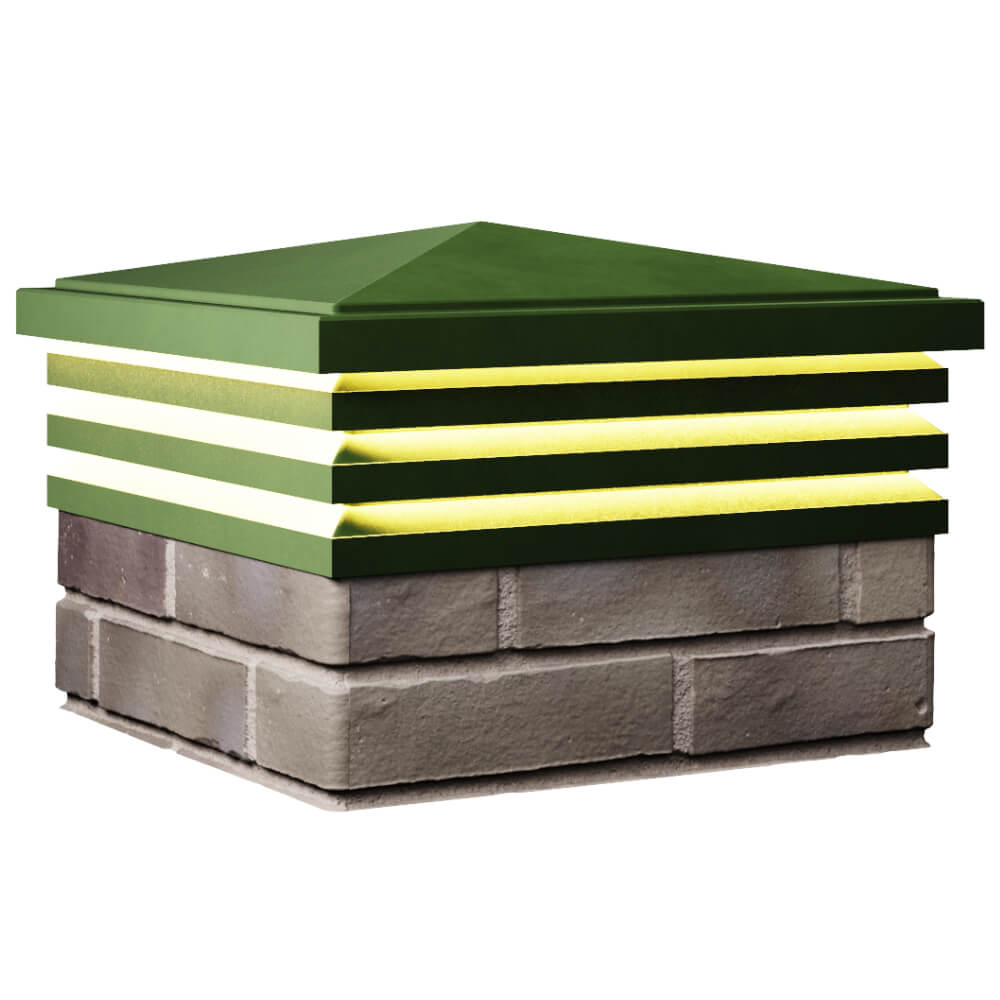 Колпак Zking Бона ХайТек Зеленый на столб 1.5х1.5 кирпича (385х385мм) с подсветкой в Абакане фото