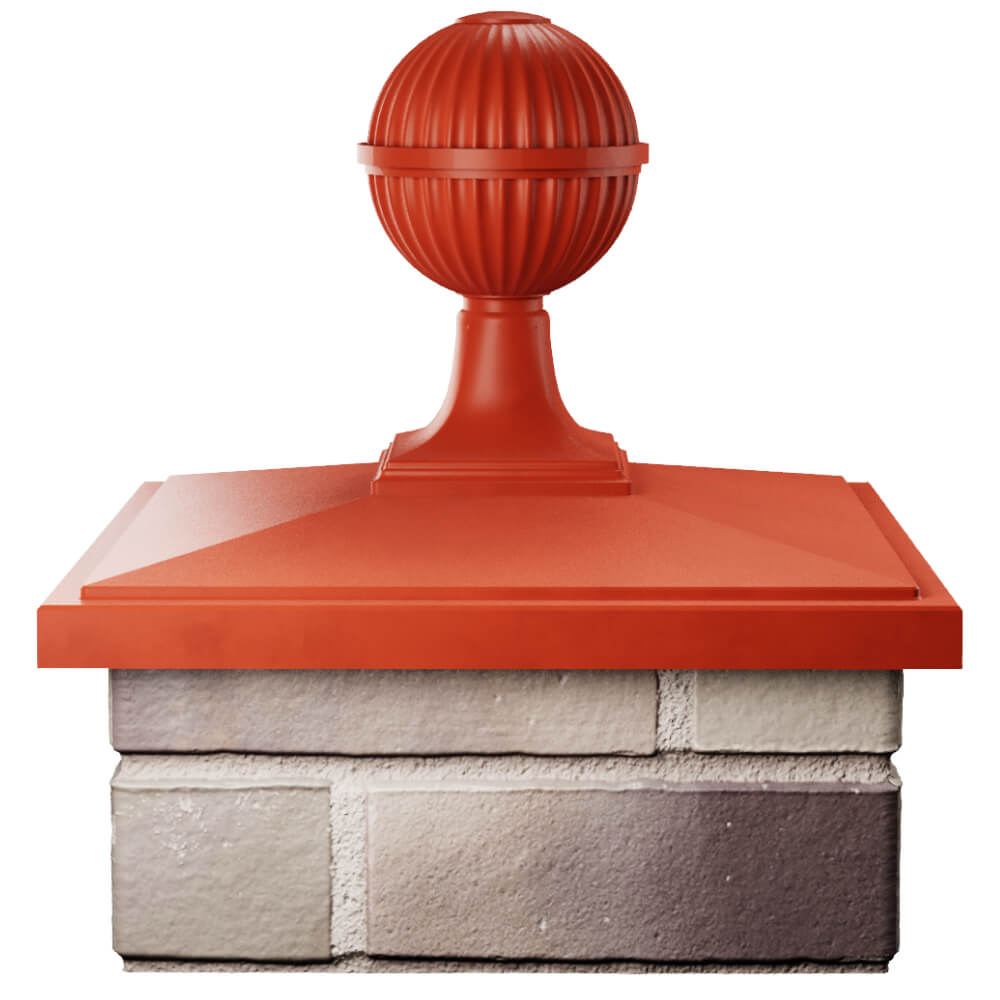 Колпак Zking БонаМоно Красный с шаром на столб 1.5х1.5 кирпича (385х385, 400х400мм) в сборе Абакан фото