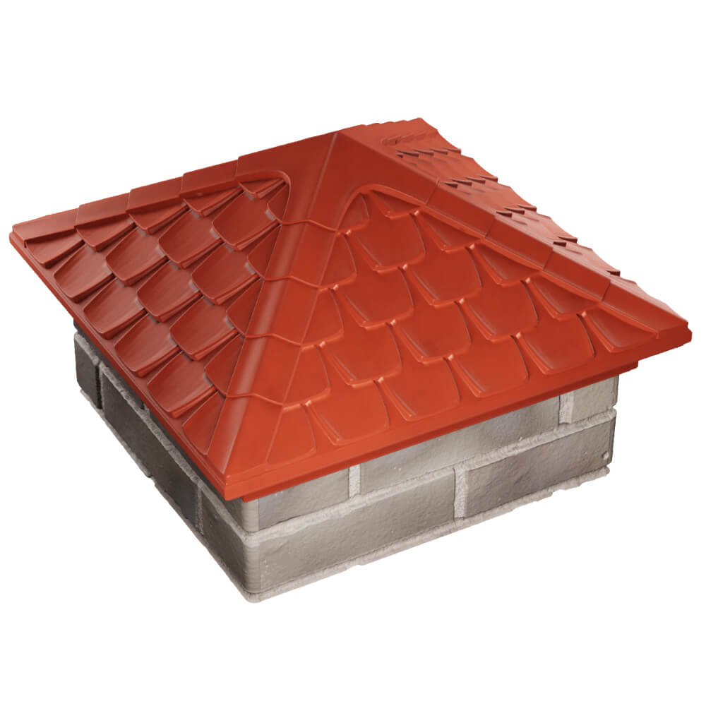 Колпак Zking Эльбрус Красный на столб 1.5х1.5 кирпича (385х385мм) в Абакане фото