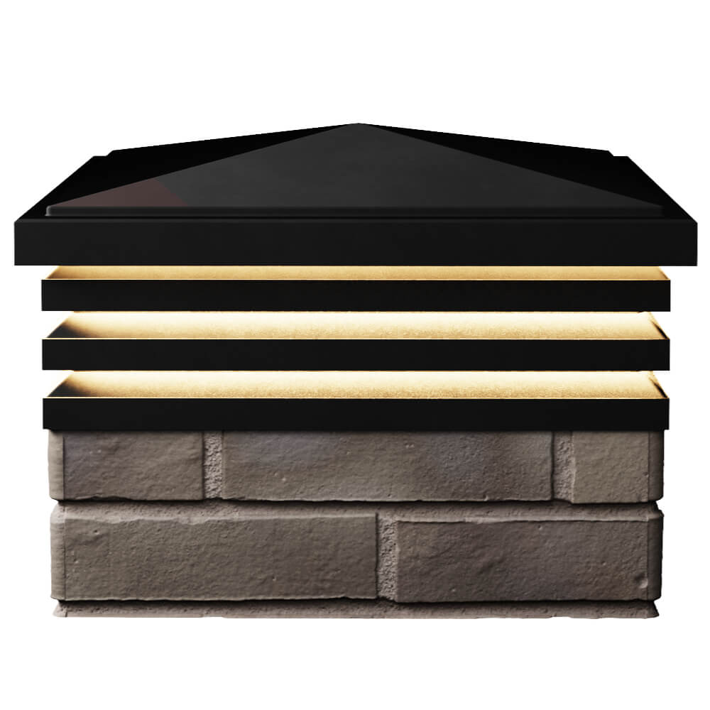 Колпак Zking Бона ХайТек Черный на столб 1.5х1.5 кирпича (385х385мм) с подсветкой в Абакане фото