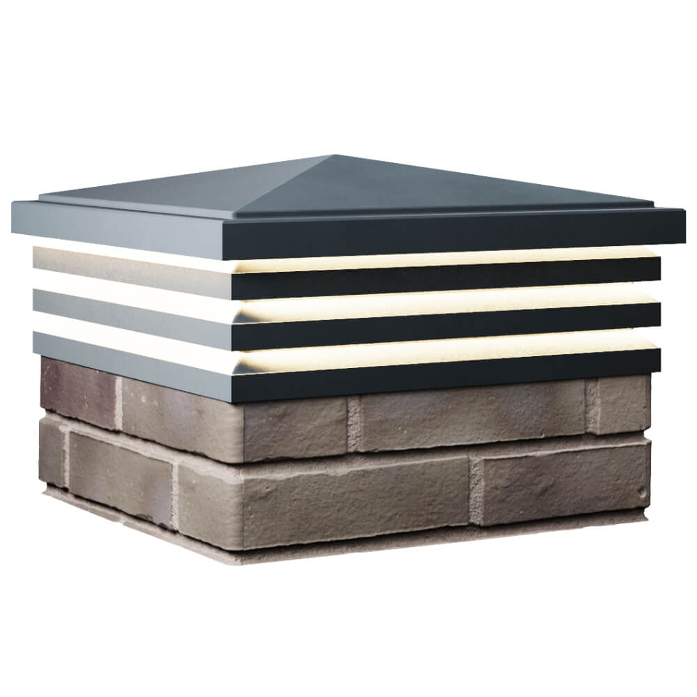 Колпак Zking Бона ХайТек Серый на столб 1.5х1.5 кирпича (385х385мм) с подсветкой в Абакане фото