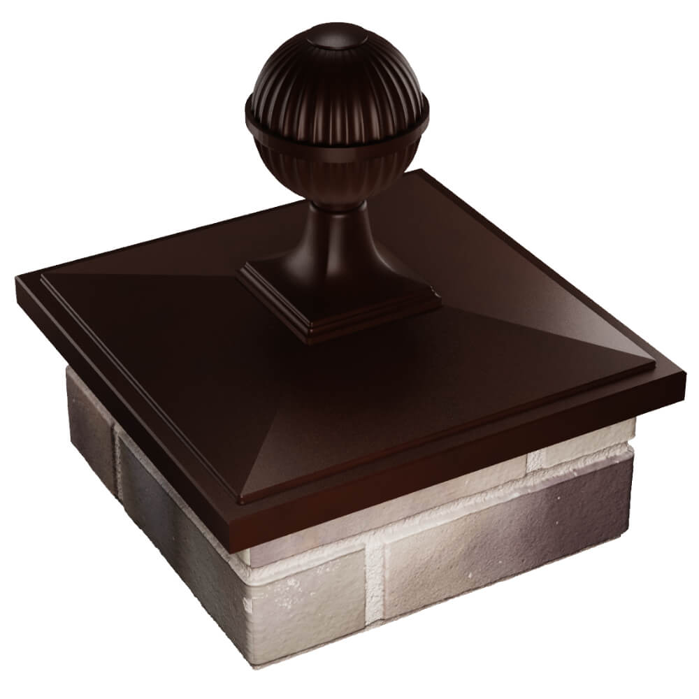 Колпак Zking БонаМоно Коричневый с шаром на столб 1.5х1.5 кирпича (385х385, 400х400мм) в сборе в Абакане фото