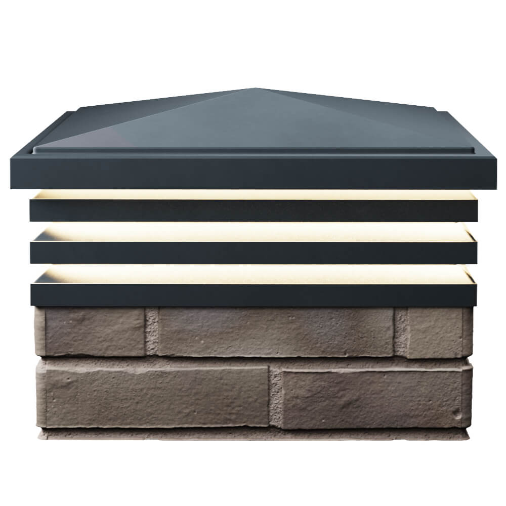 Колпак Zking Бона ХайТек Серый на столб 1.5х1.5 кирпича (385х385мм) с подсветкой в Абакане фото