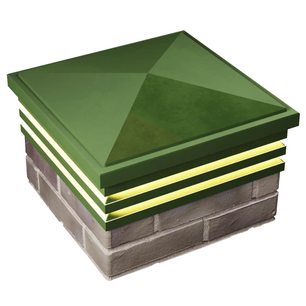 Колпак Zking Бона ХайТек Зеленый на столб 1.5х1.5 кирпича (385х385мм) с подсветкой в Абакане фото