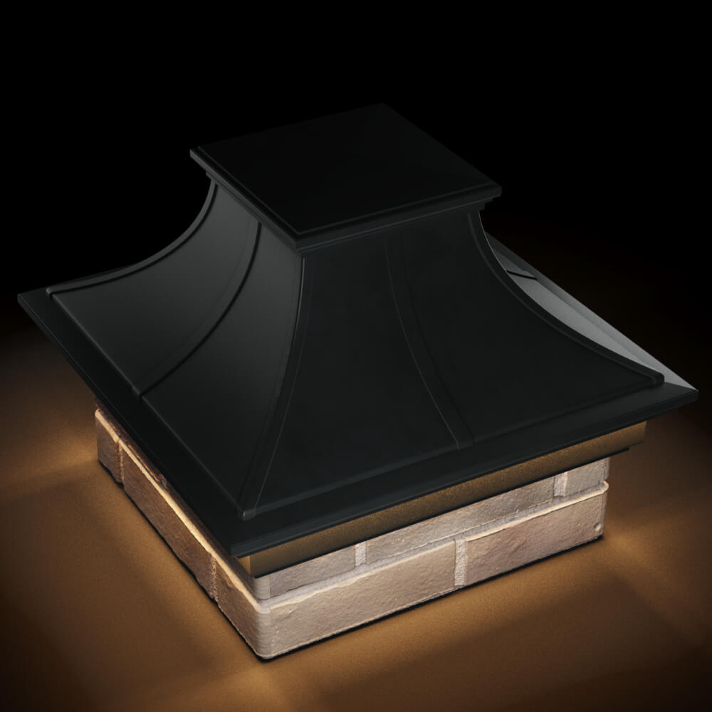Колпак Zking Монблан Премиум Черный на столб 1.5х1.5 кирпича (385х385мм) с подсветкой в Абакане фото