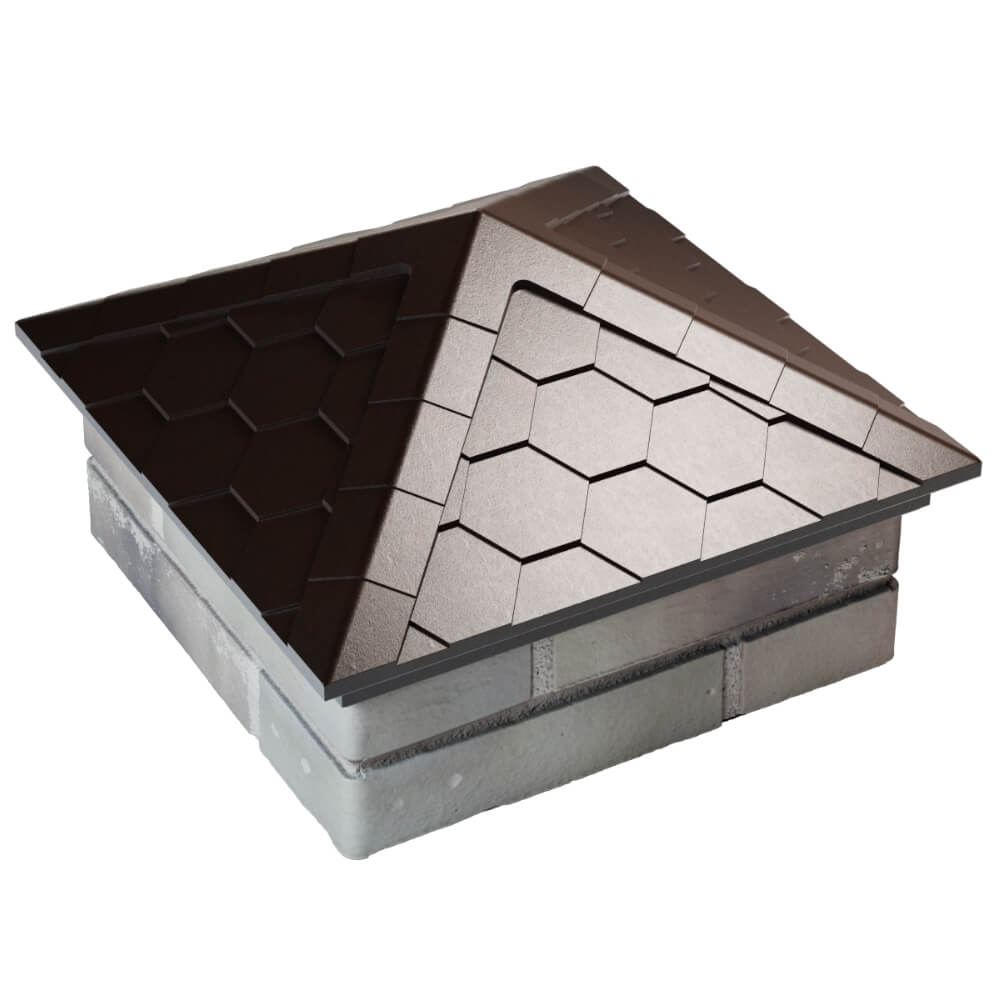 Колпак Zking Эверест Коричневый на столб 1.5х1.5 кирпича (390х390мм) в Абакане фото