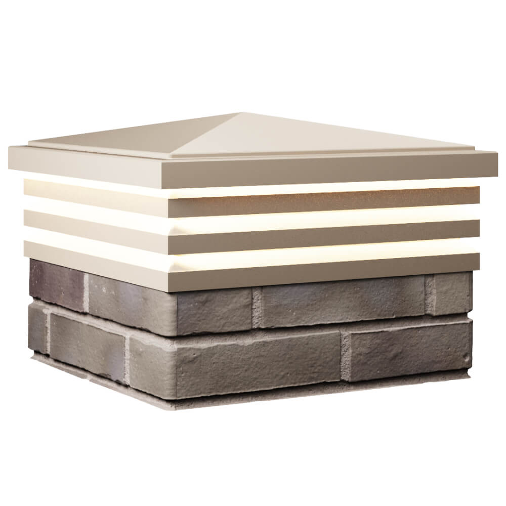 Колпак Zking Бона ХайТек Бежевый на столб 1.5х1.5 кирпича (385х385мм) с подсветкой в Абакане фото