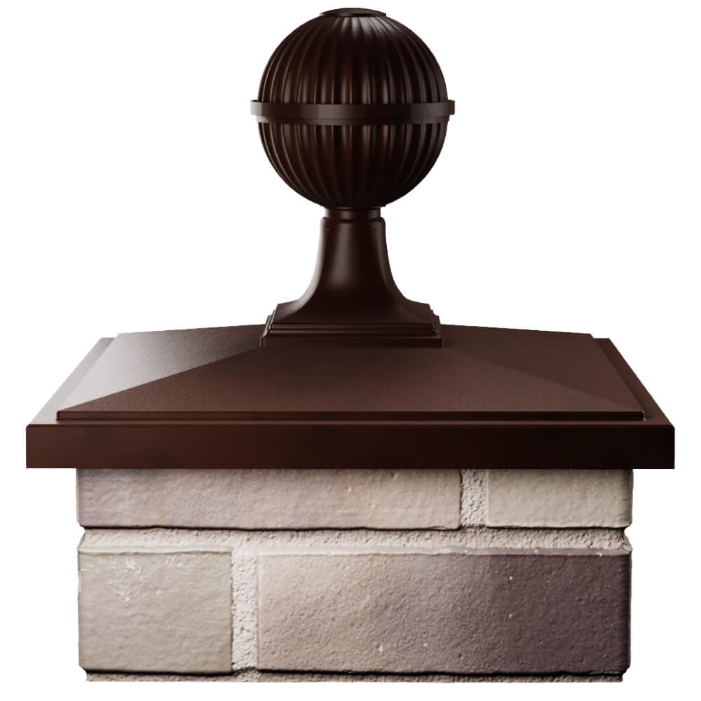 Колпак Zking БонаМоно Коричневый с шаром на столб 1.5х1.5 кирпича (385х385, 400х400мм) в сборе Абакан фото