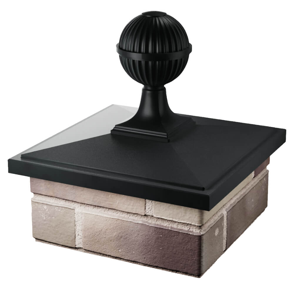 Колпак Zking БонаМоно Черный с шаром на столб 1.5х1.5 кирпича (385х385, 400х400мм) в сборе в Абакане фото