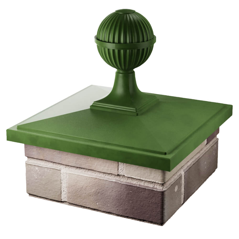 Колпак Zking БонаМоно Зеленый с шаром на столб 1.5х1.5 кирпича (385х385, 400х400мм) в сборе в Абакане фото