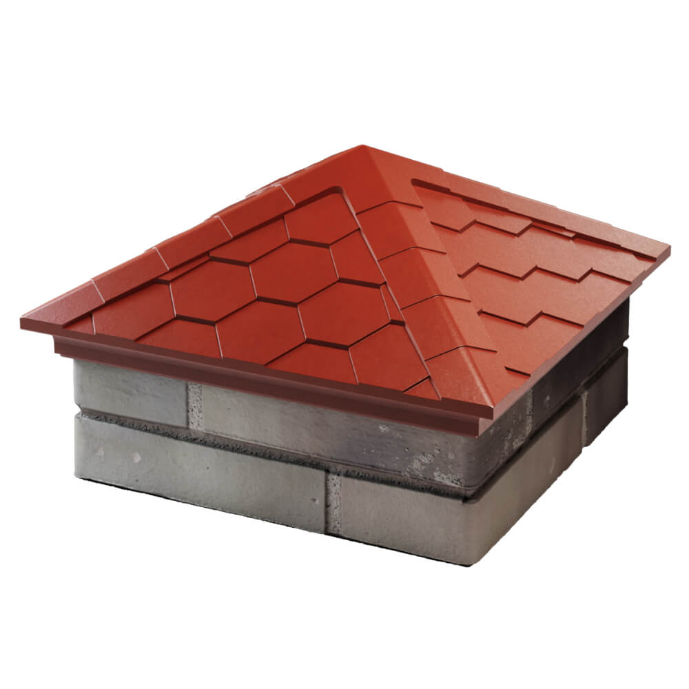 Колпак Zking Эверест Красный на столб 1.5х1.5 кирпича (390х390мм) в Абакане фото