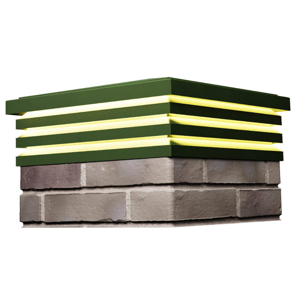 Колпак Zking Бона ХайТек Зеленый на столб 1.5х1.5 кирпича (385х385мм) с подсветкой в Абакане фото