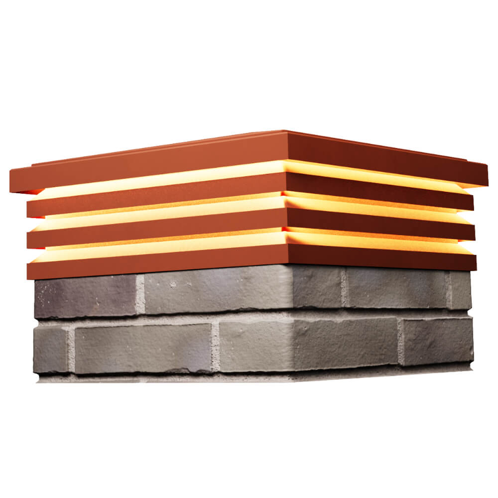 Колпак Zking Бона ХайТек Красный на столб 1.5х1.5 кирпича (385х385мм) с подсветкой в Абакане фото