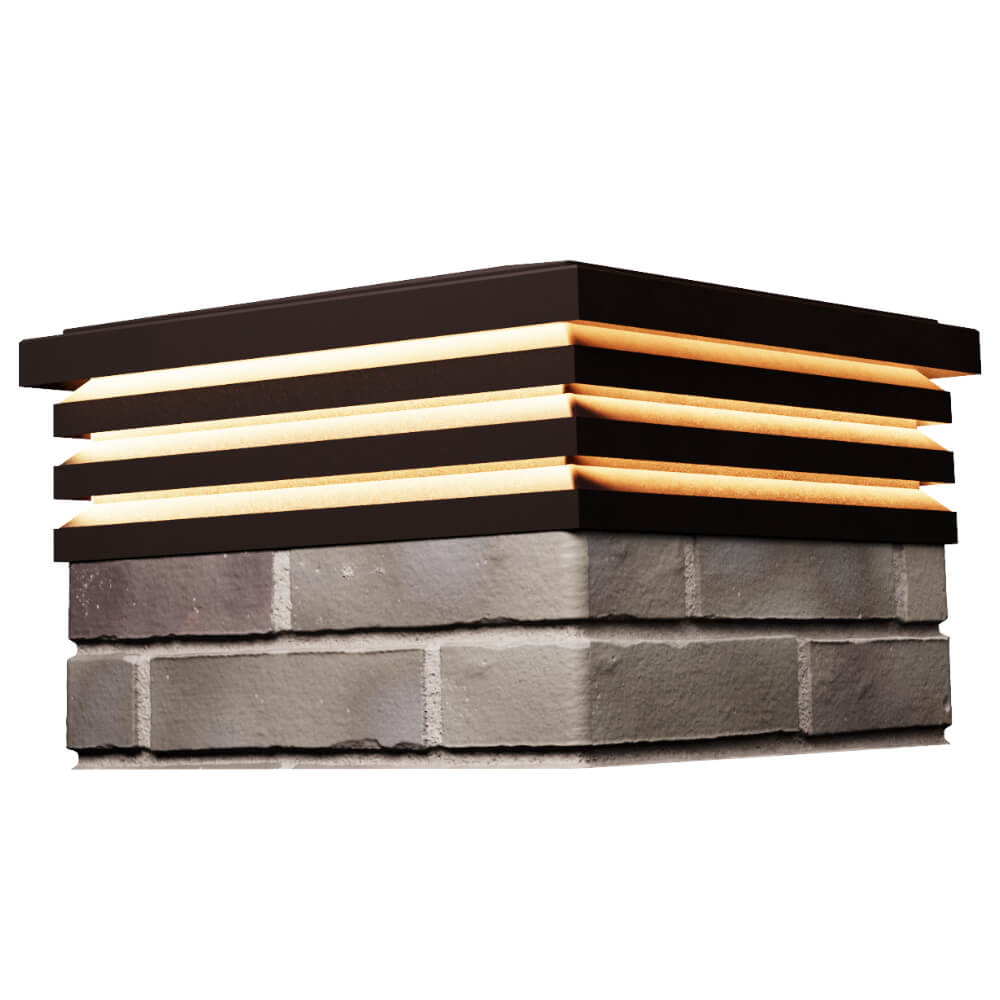 Колпак Zking Бона ХайТек Коричневый на столб 1.5х1.5 кирпича (385х385мм) с подсветкой в Абакане фото