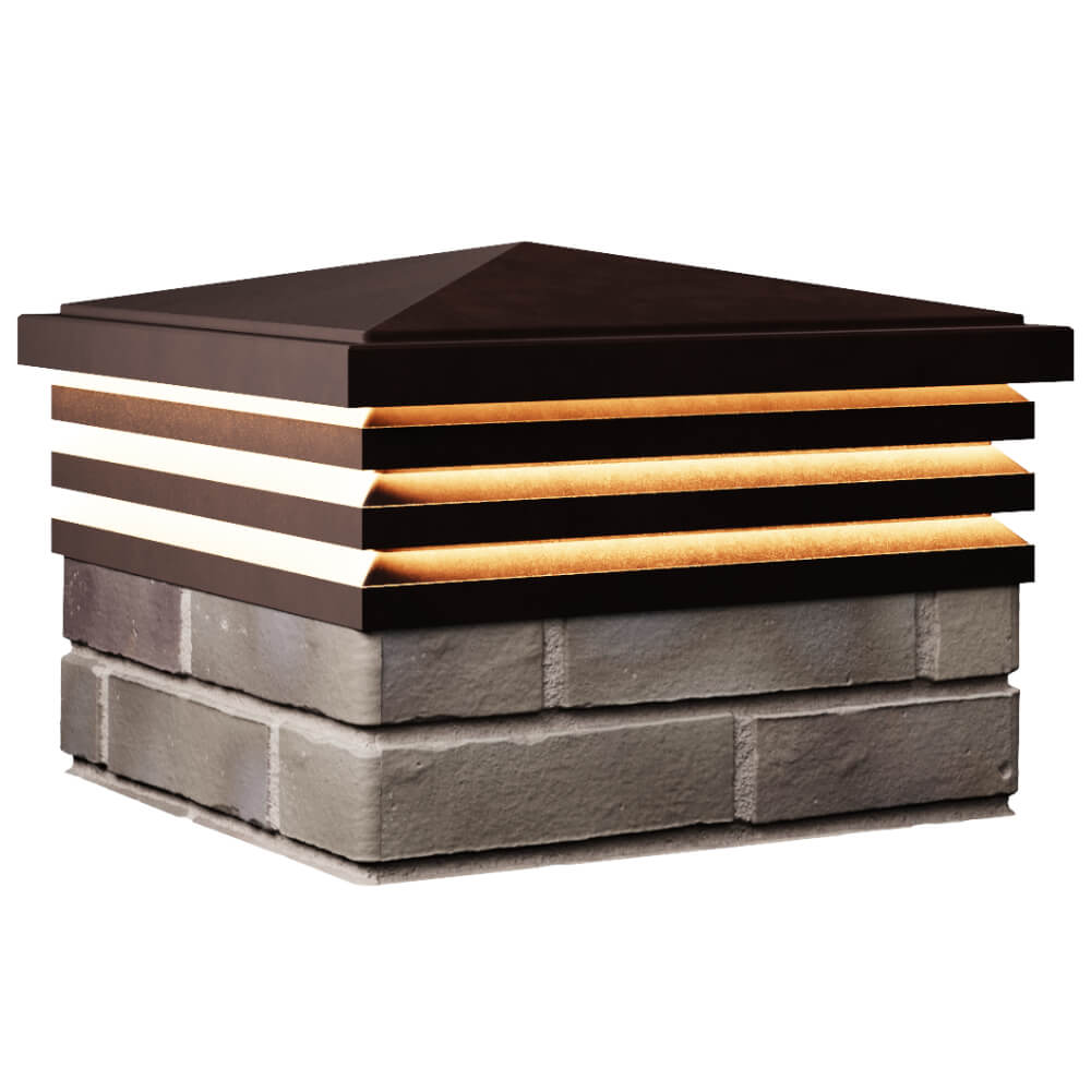 Колпак Zking Бона ХайТек Коричневый на столб 1.5х1.5 кирпича (385х385мм) с подсветкой в Абакане фото