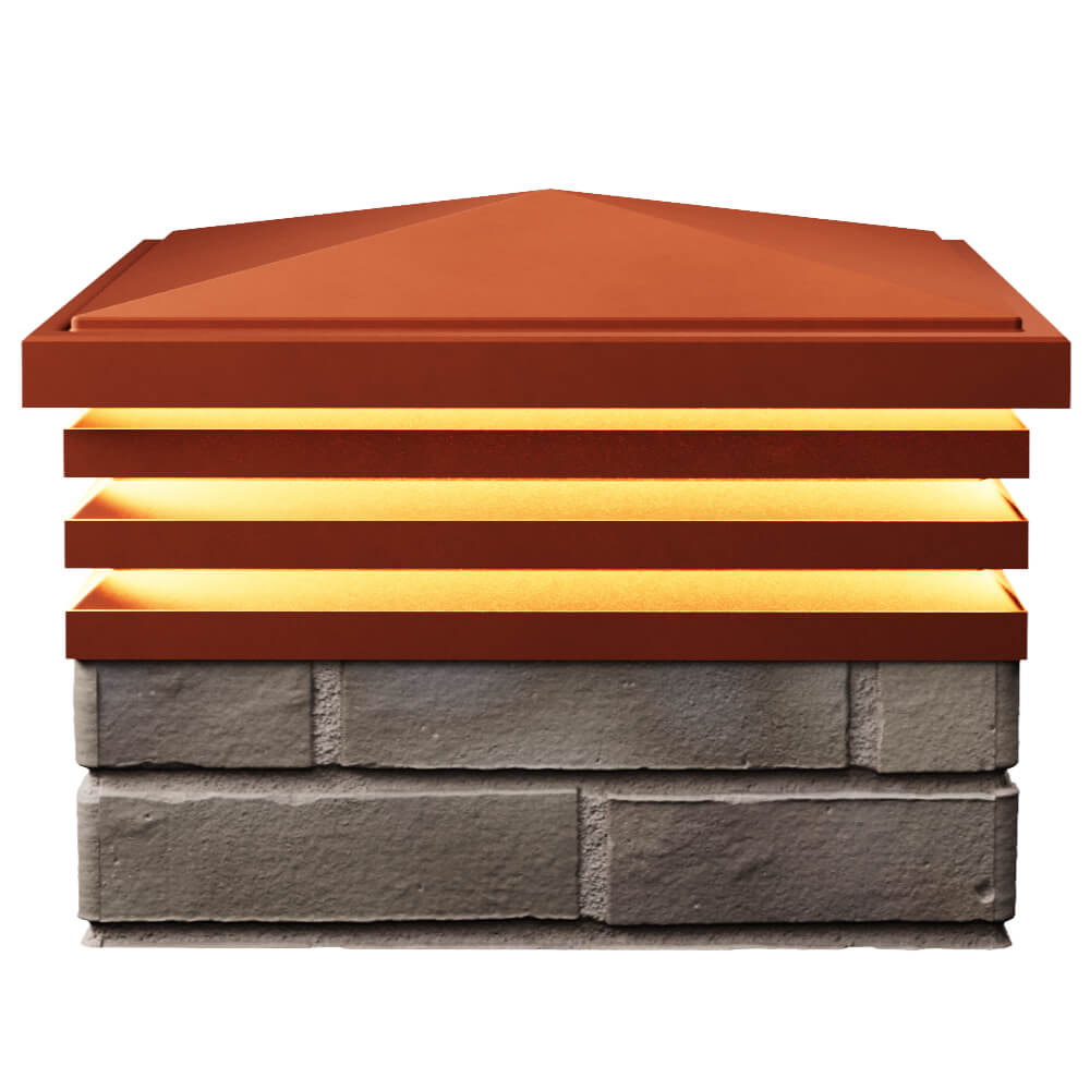 Колпак Zking Бона ХайТек Красный на столб 1.5х1.5 кирпича (385х385мм) с подсветкой в Абакане фото