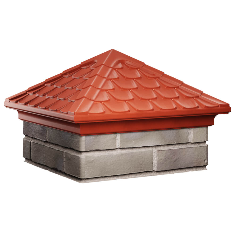 Колпак Zking Эльбрус Красный на столб 1.5х1.5 кирпича (385х385мм) в Абакане фото