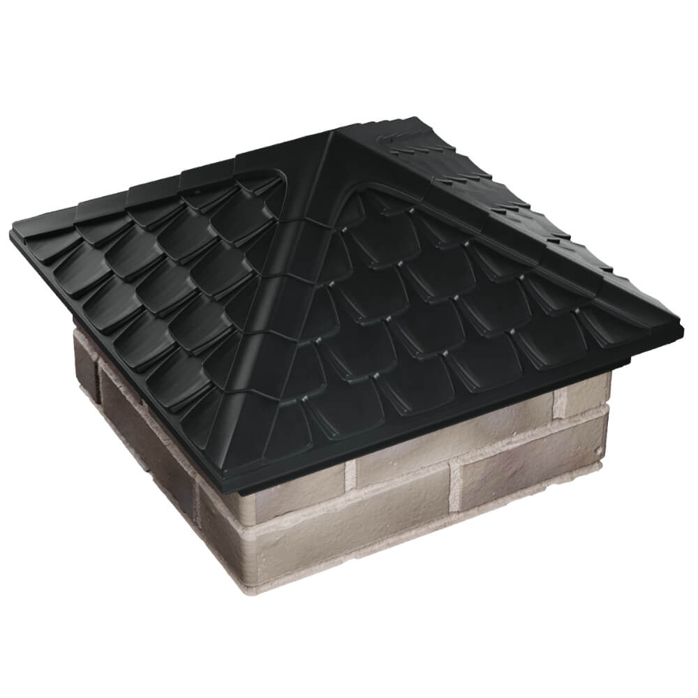 Колпак Zking Эльбрус Черный на столб 1.5х1.5 кирпича (385х385мм) в Абакане фото