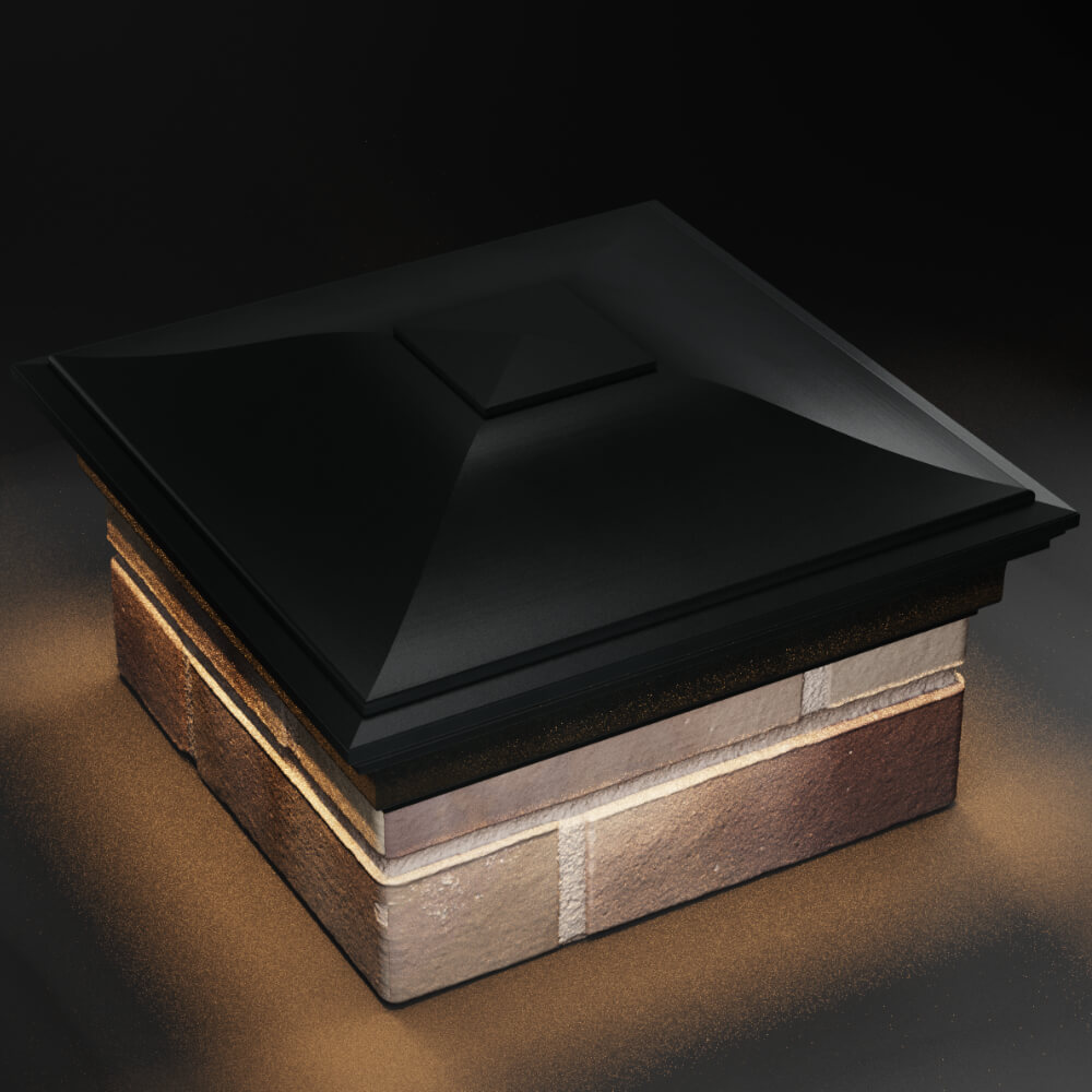 Колпак Zking Монблан Черный на столб 1.5х1.5 кирпича (385х385мм) с подсветкой в Абакане фото