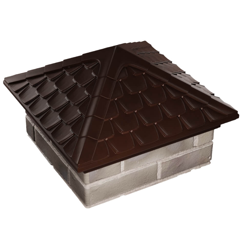 Колпак Zking Эльбрус Коричневый на столб 1.5х1.5 кирпича (385х385мм) в Абакане фото