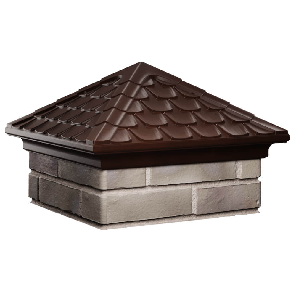 Колпак Zking Эльбрус Коричневый на столб 1.5х1.5 кирпича (385х385мм) в Абакане фото