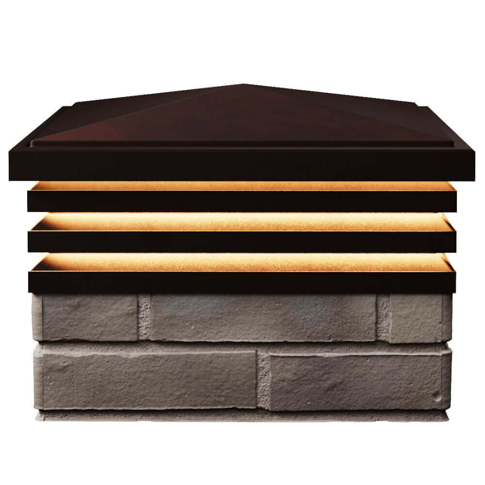 Колпак Zking Бона ХайТек Коричневый на столб 1.5х1.5 кирпича (385х385мм) с подсветкой в Абакане фото